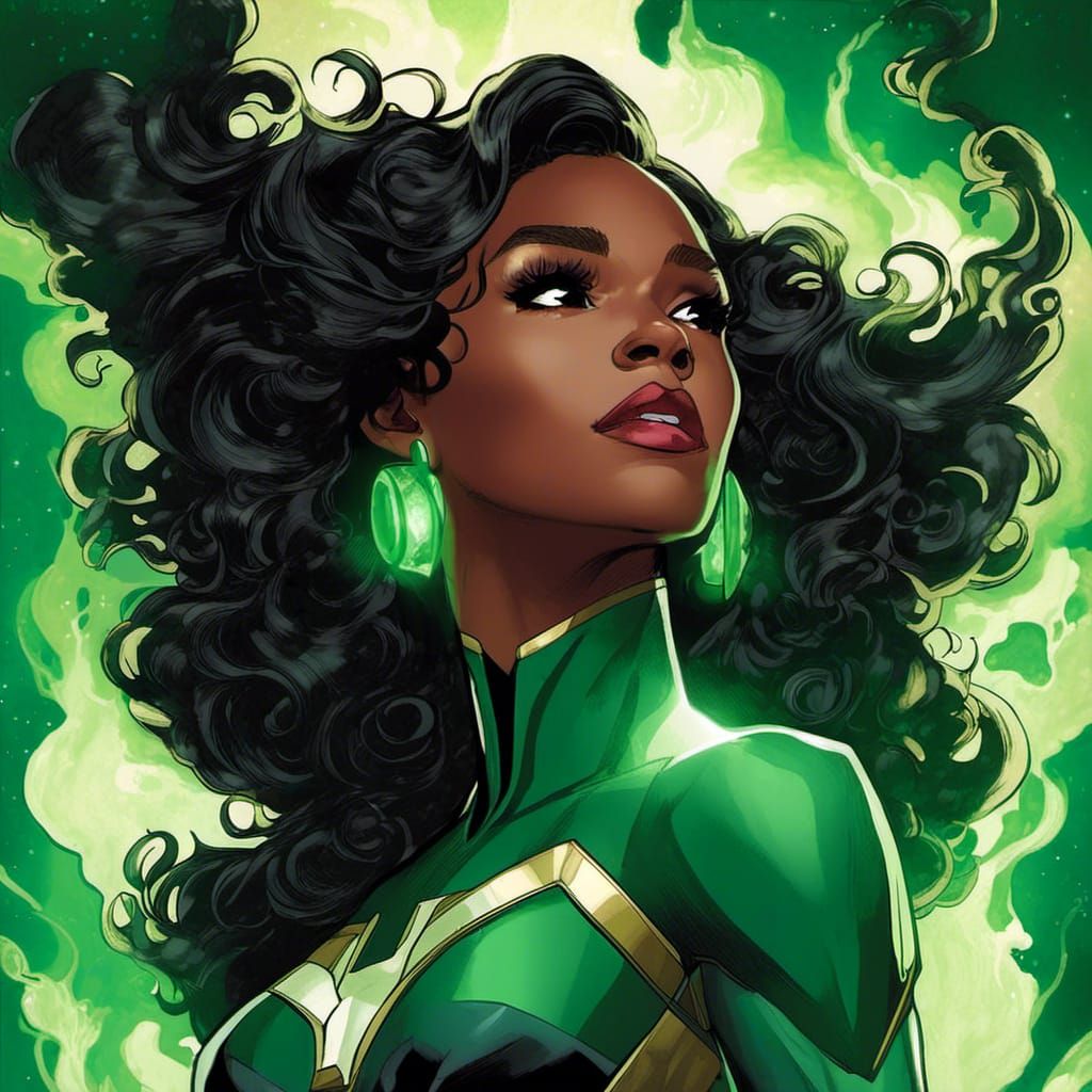 Anime Green Lantern Portrait in 2D Style