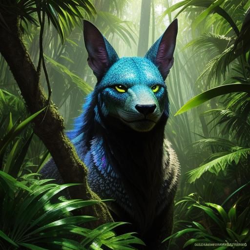 Mystical Snake-Man Hybrid in Lush Jungle, Fantasy Art