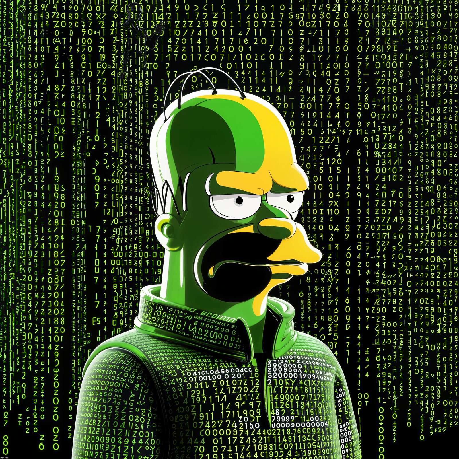 Homer Simpson in Matrix Code Style