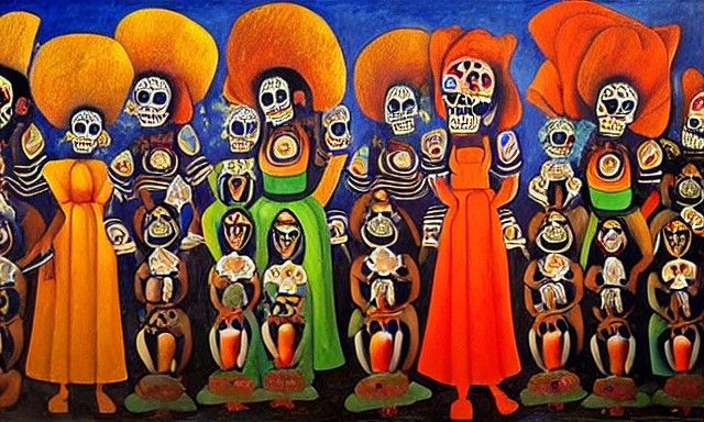 Day of the Dead Catrinas Mural Painting