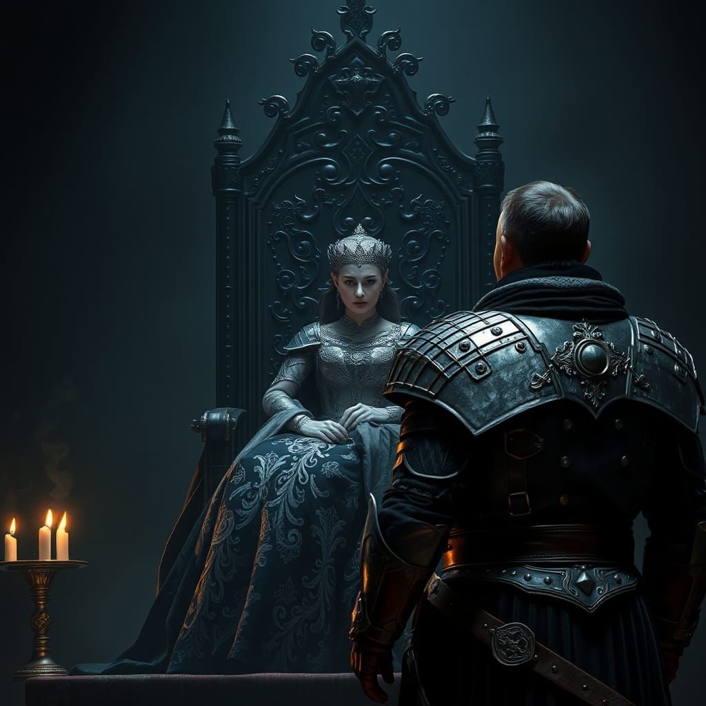 Dark Fantasy Princess in Throne Room, Unreal Engine 5