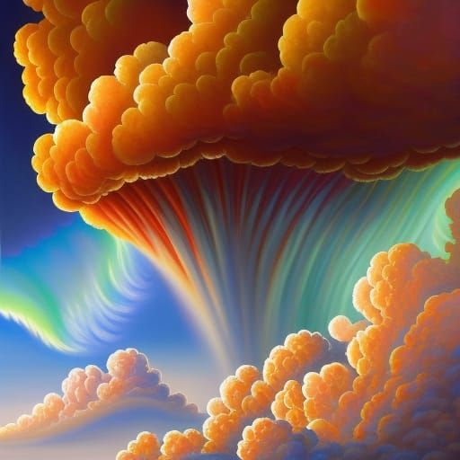 Dramatic Superstorm with Rainbow: Acrylic Impasto Painting