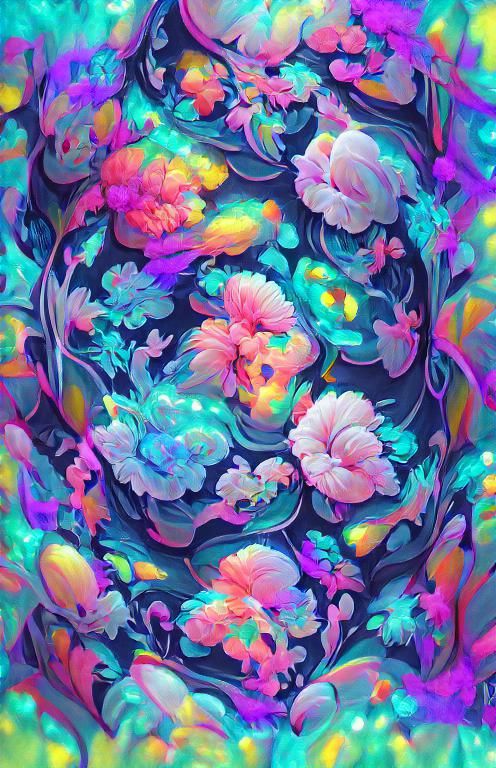 Luminous Neon Pastel Floral Pattern in 8k