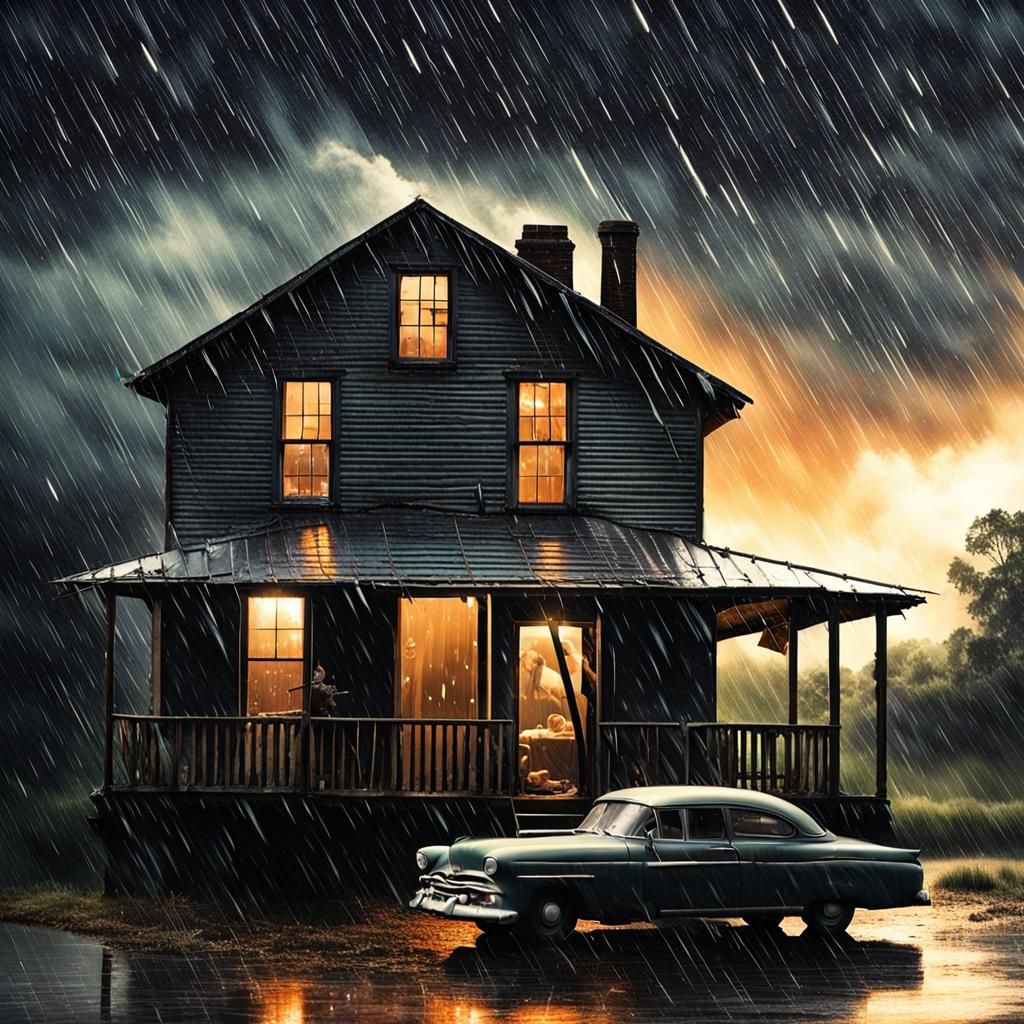 Couple in Bed During Rainstorm