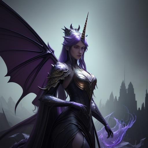 Queen Moth Dragon and Unicorn in Dark Fantasy Art