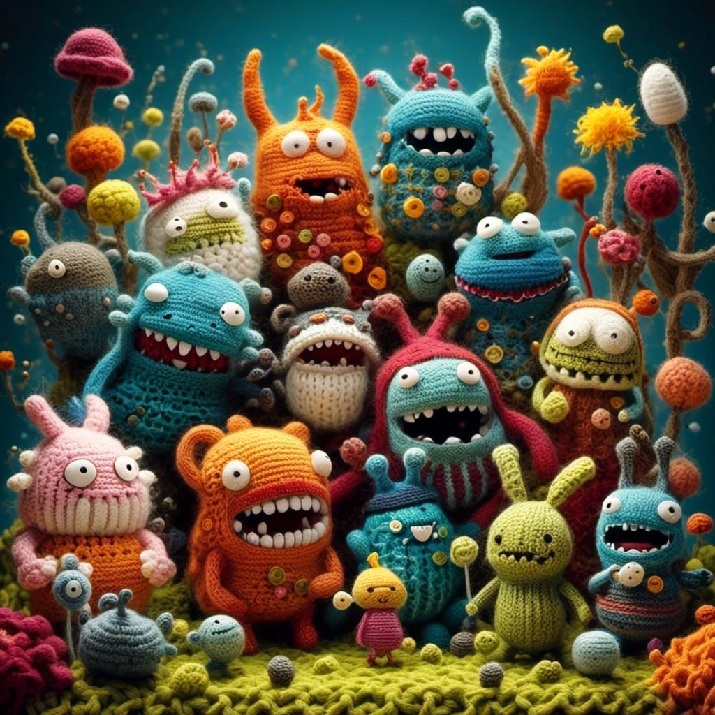 Adorable Knitted Monsters Laughing in Cinema 4D