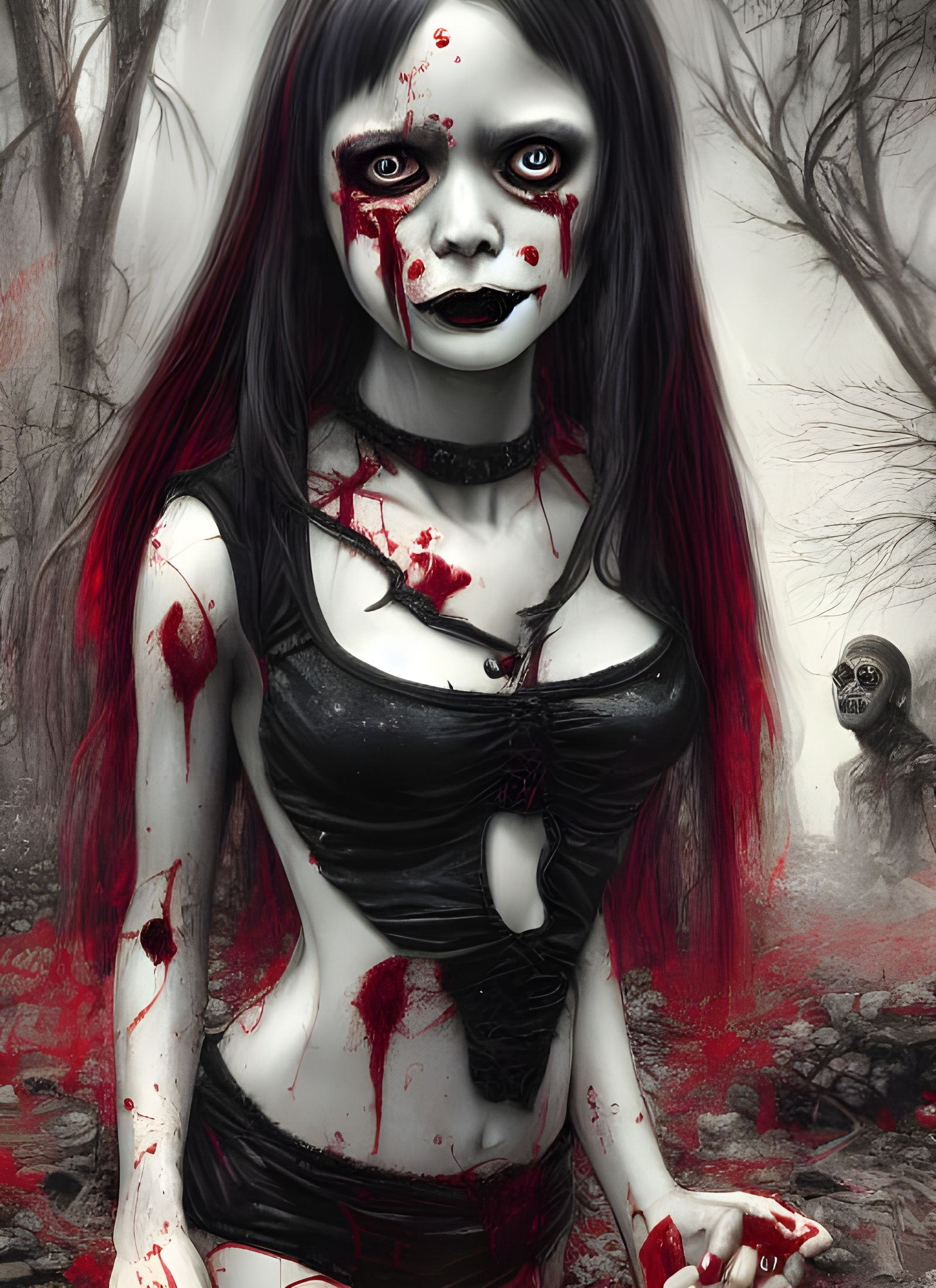 Young Vampire Girl Portrait in Horror Style