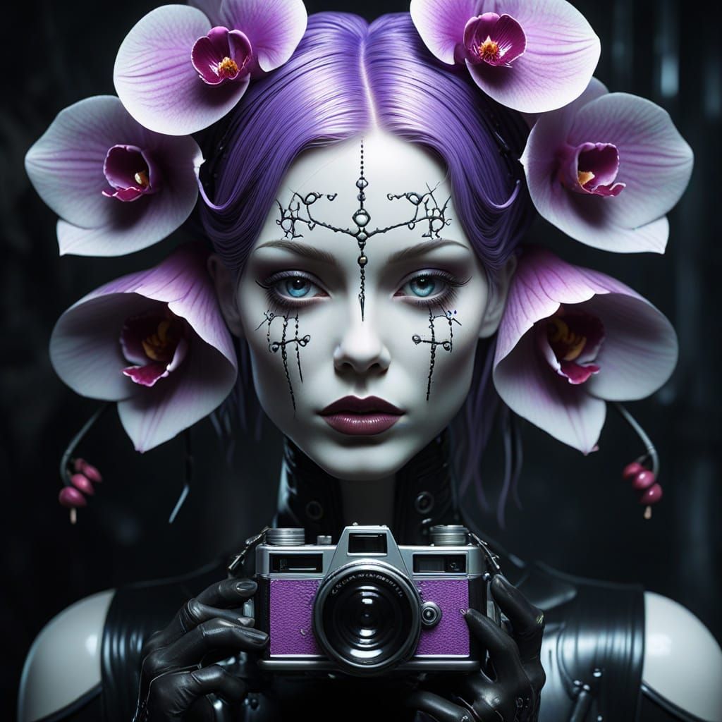 Gothic Clockwork Automaton with Camera in Dark Fantasy Art