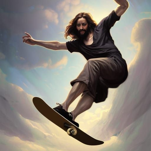 Jesus Christ Skateboarding: Hyperdetailed Concept Art