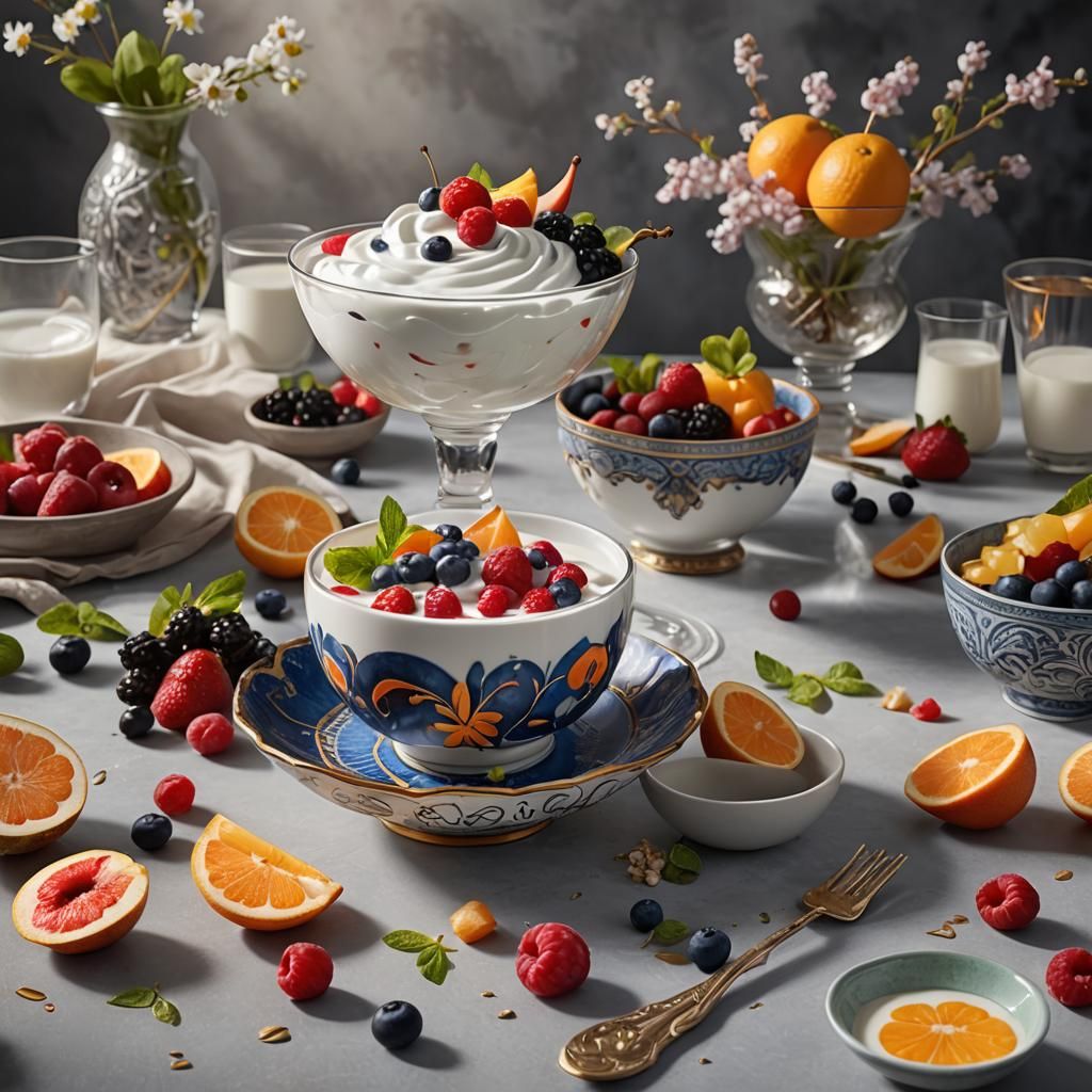 Yogurt with Fruit: Detailed Matte Painting