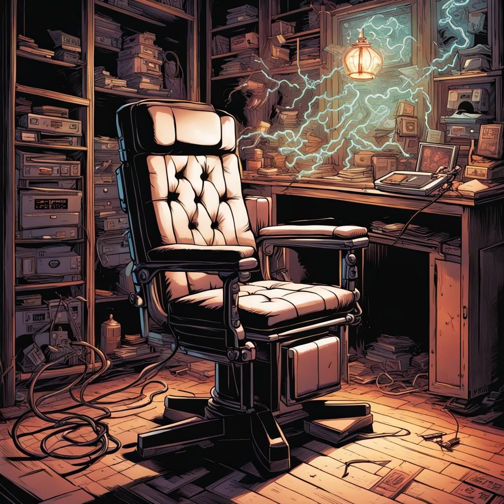 Electric Chair in Comic Book Art Style