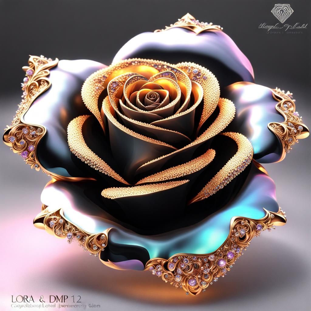 Luminescent Crystal Rose with Golden Petals
