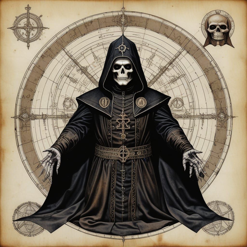 Vitruvian Papa Emeritus: Da Vinci Style Satanic Art