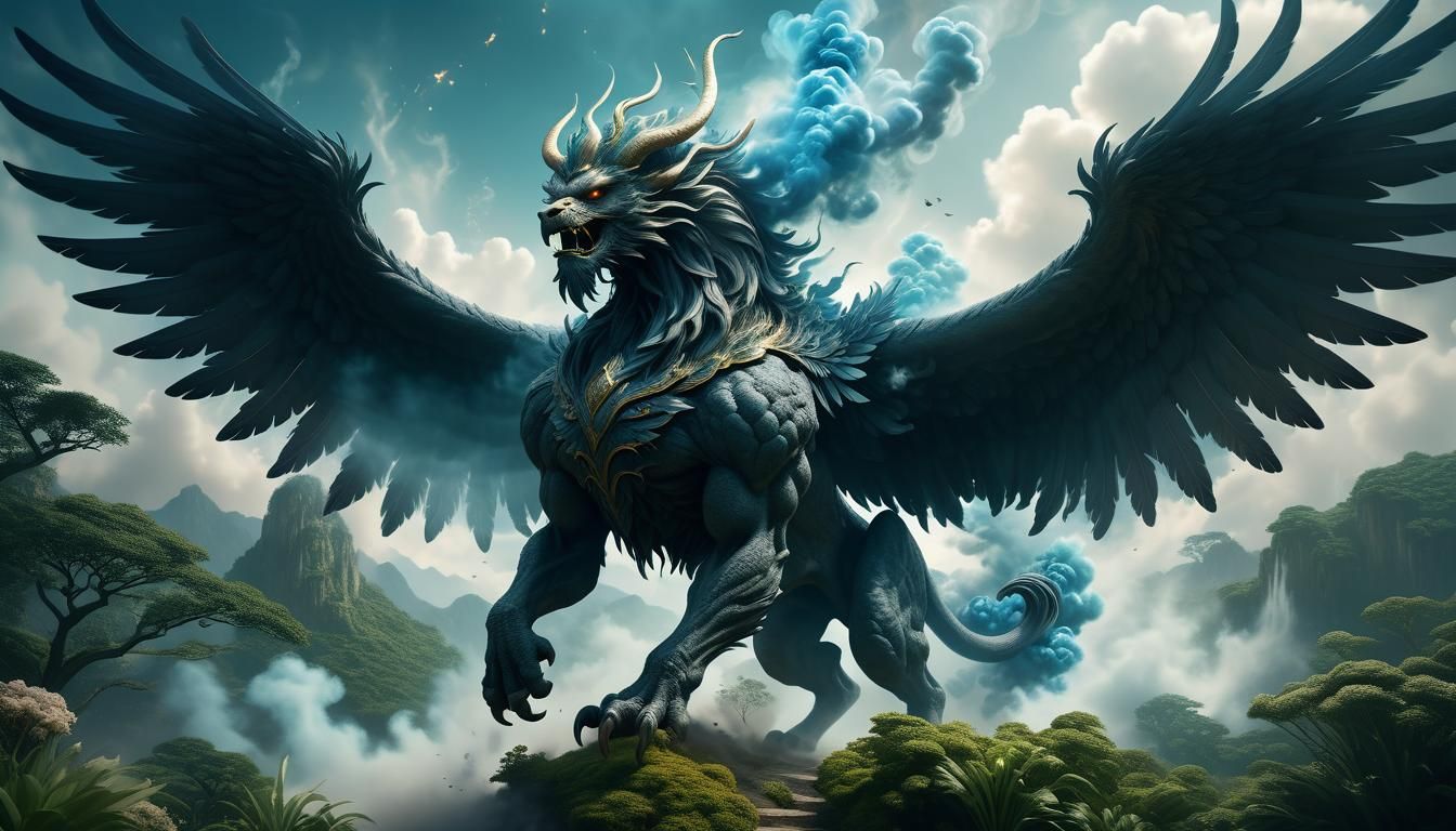 Ethereal Smoke Creature in a Surreal Landscape