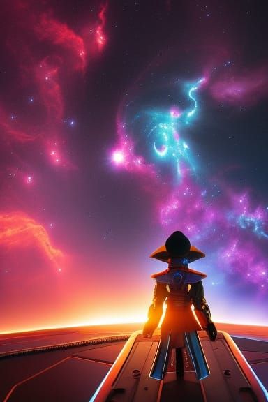 Cosmic Space Pirate on Spaceship Deck