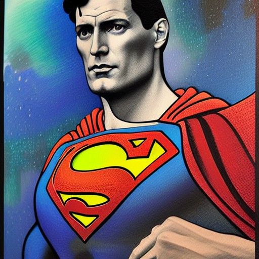 Superman in 4D Space, Hyperdetailed Pop Art