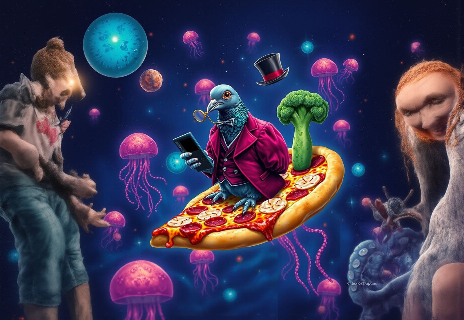 Victorian Pigeon in Space: A Digital Masterpiece