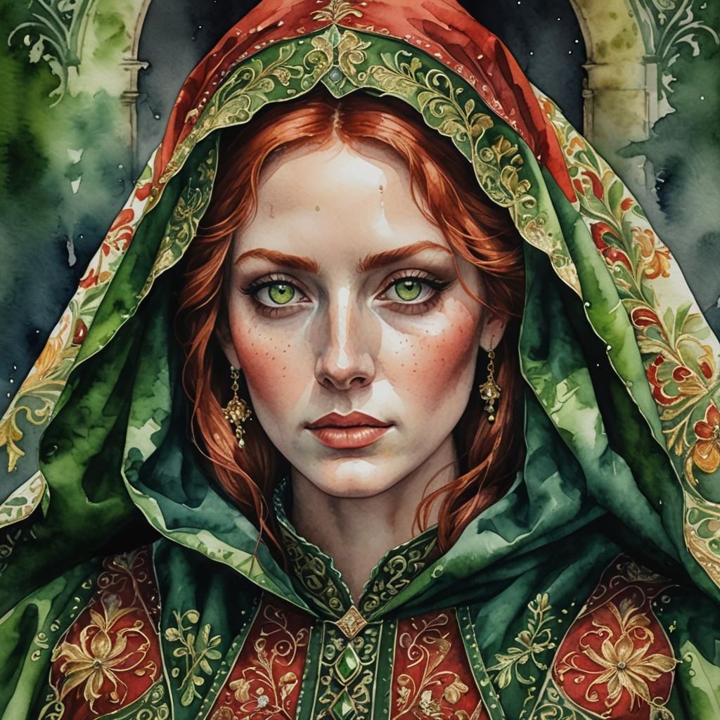 Redhead with green eyes