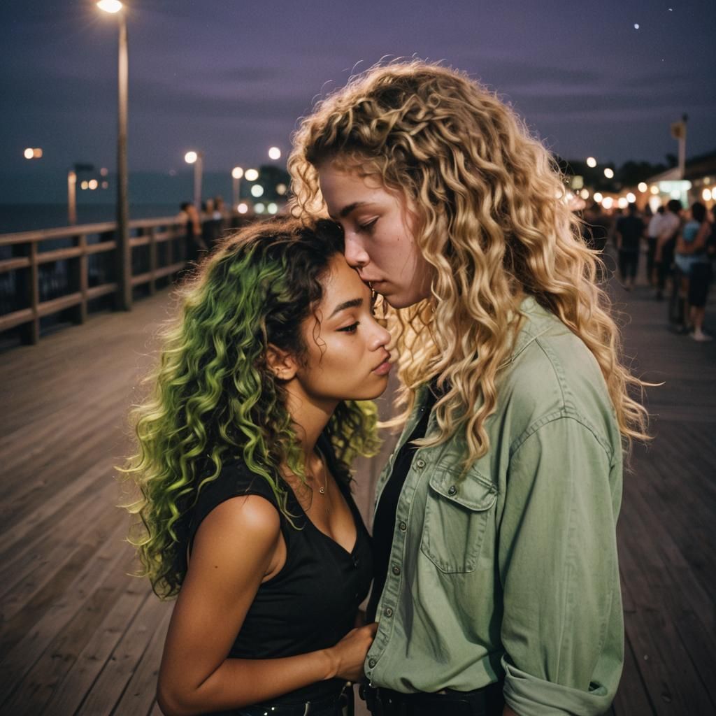 Teen Romance on the Boardwalk: A Cinematic Still