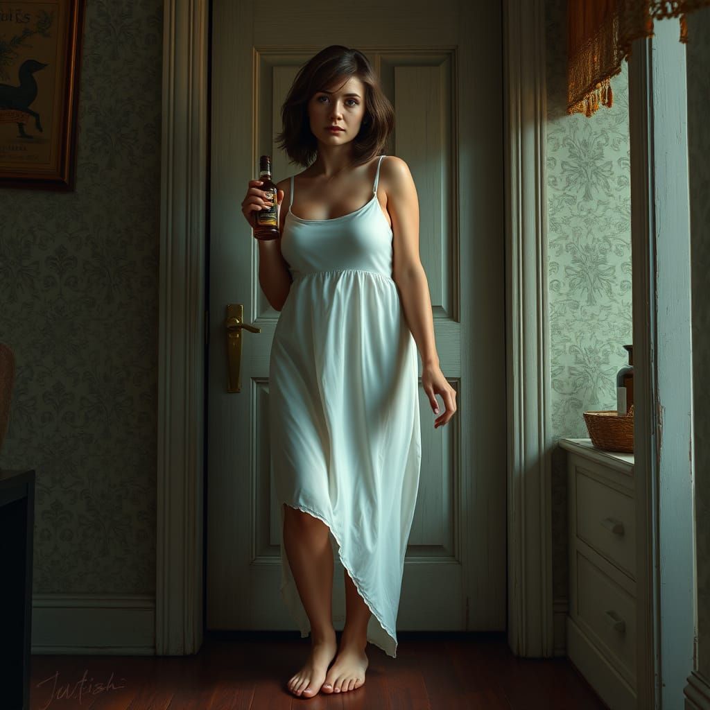 Elegant Woman in a Soft Focus, Surreal, Dreamlike Setting