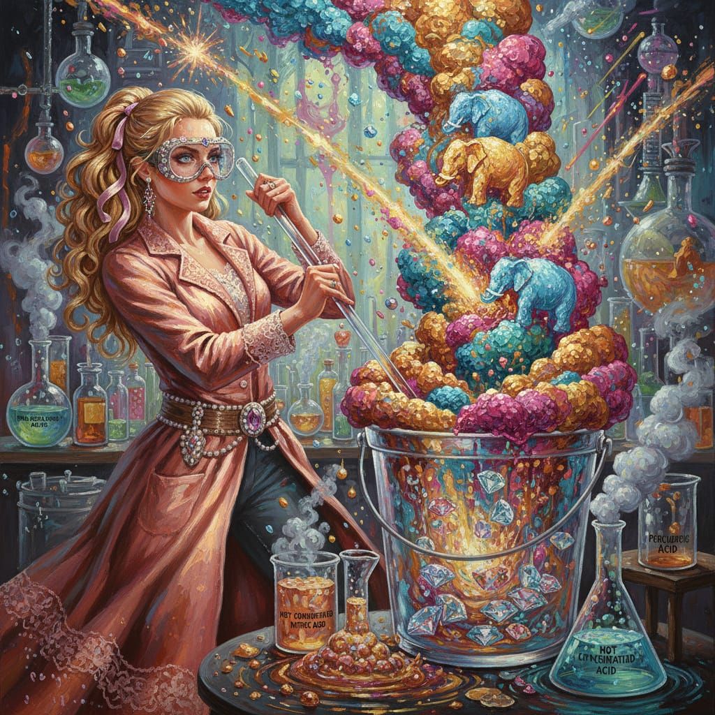 Feminine Scientist Creates Diamond Chemical Firework Explosi...