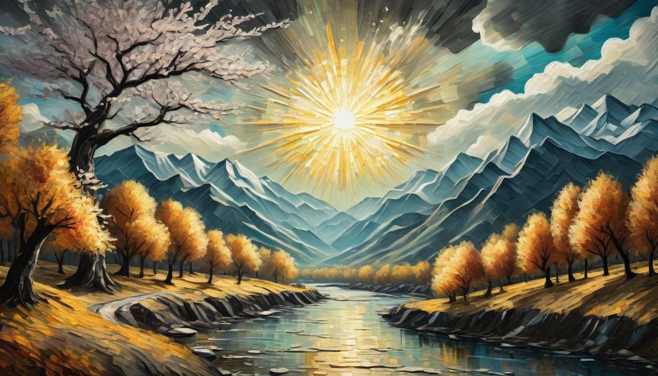 Autumn Cherry Blossom Forest in Oil Painting