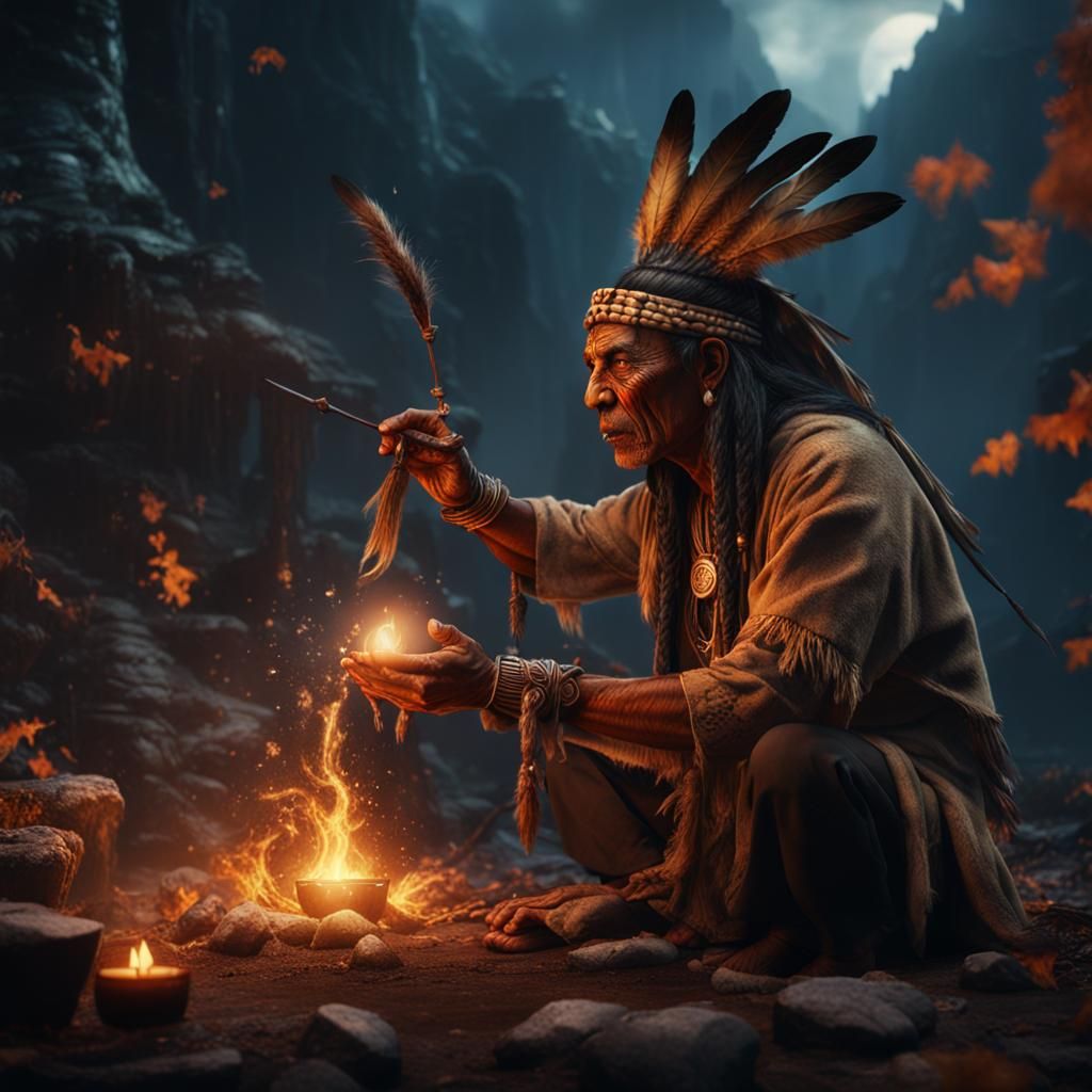 Native American Indian Witchcraft: Detailed Matte Painting