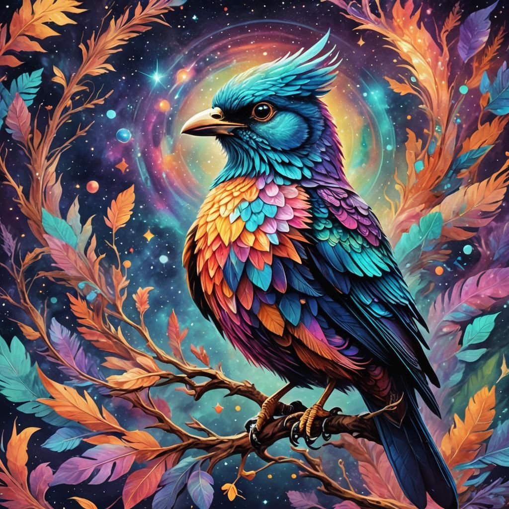 Holographic Cosmic Bird Inspired by Visionary Art