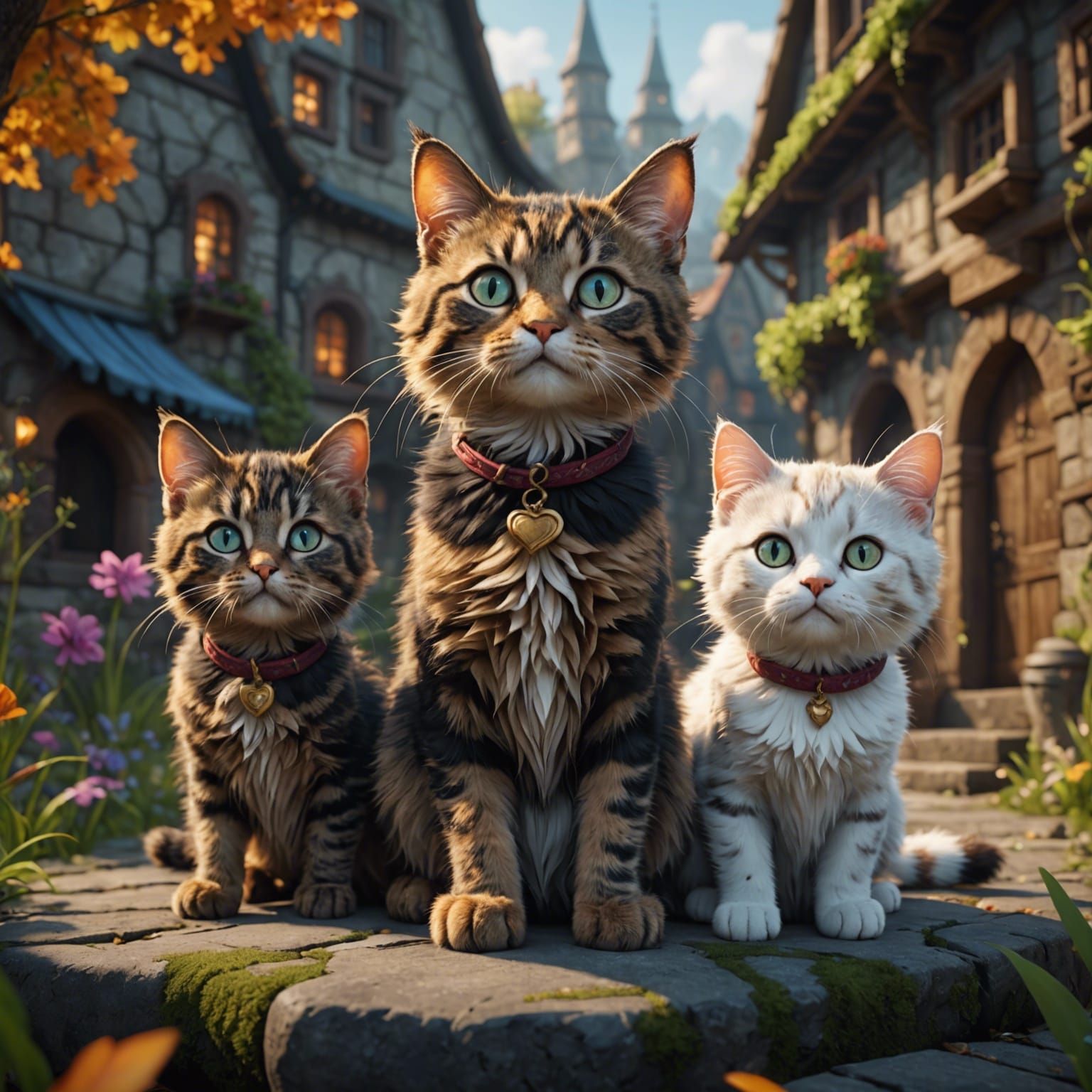 Cute Cats in Detailed Fantasy Concept Art