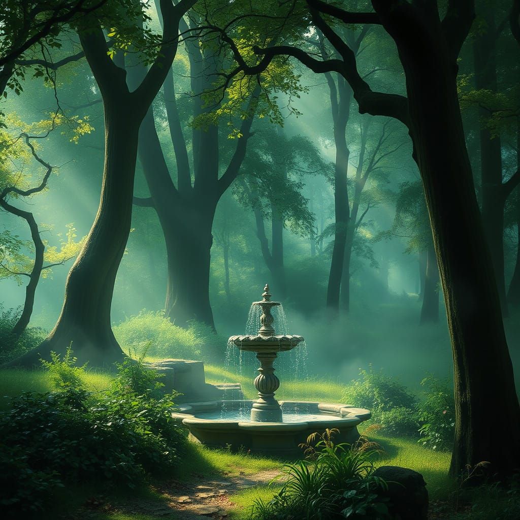 Enchanted Forest Glade in Soft Light