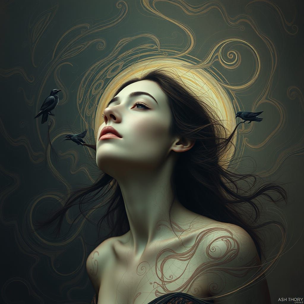 Trance Woman in Dreamy Digital Art Style