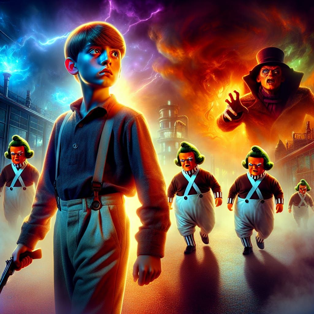 Hyperrealistic Charlie Battles Demonic Factory