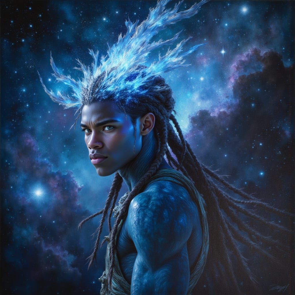Blue-Skinned God Among the Stars