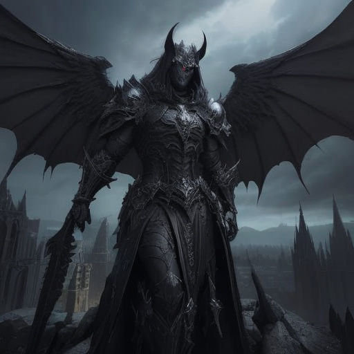 Gargoyle Angel Overlooking Gothic City