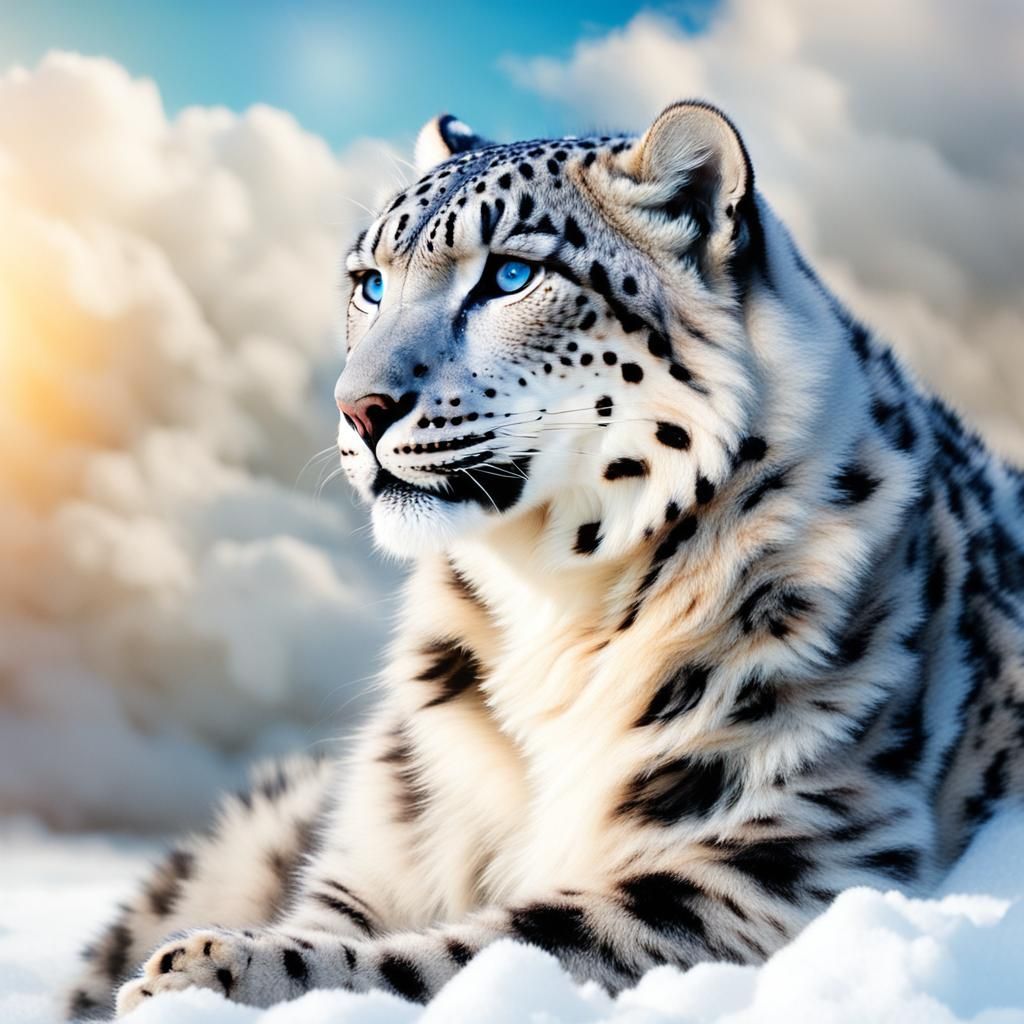Snow Leopard Close-Up in Divine Light