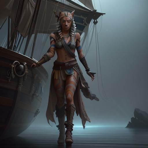 Ahsoka as Pirate in Pixar-Style 3D Rendering