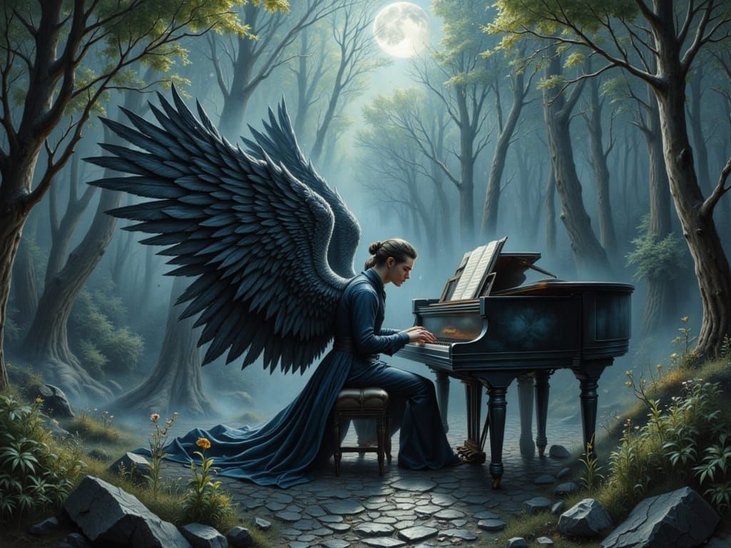 Angel Warrior in Watercolor Wet2Wet Style