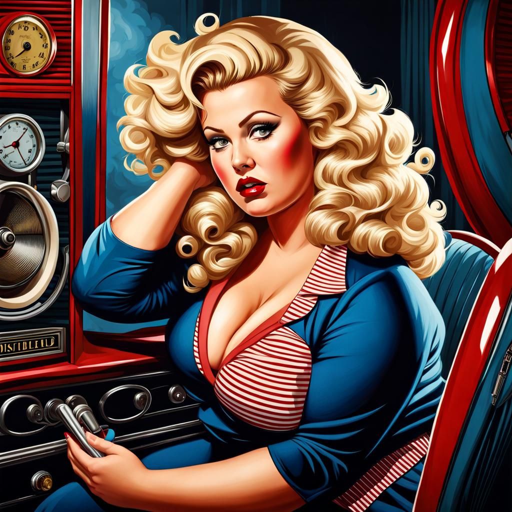 Blonde Pinup Captures Intense Emotions