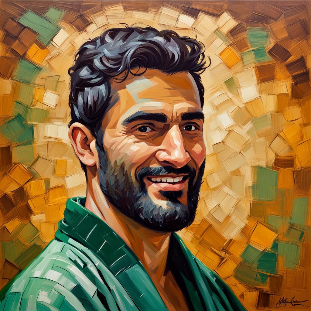 Arab Man Portrait as Impasto Oil Painting