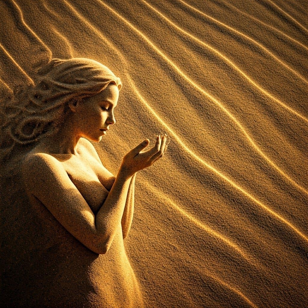 Sand Silhouette Woman Fades Away