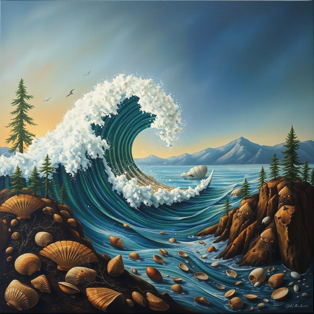 Surreal Landscape with Melting Elements in Dali Style