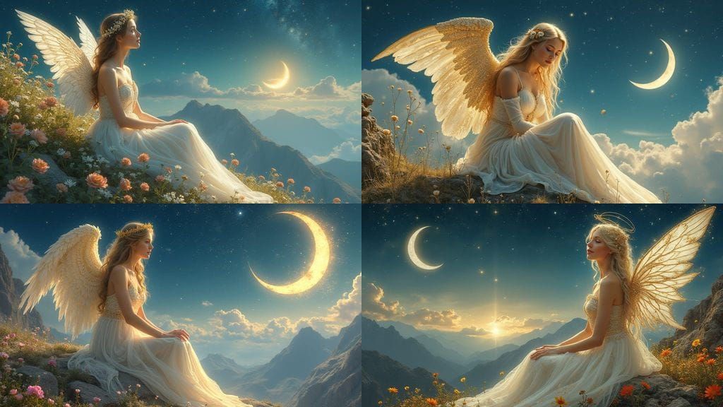 Angel Goddess in Gold and Silver Gown