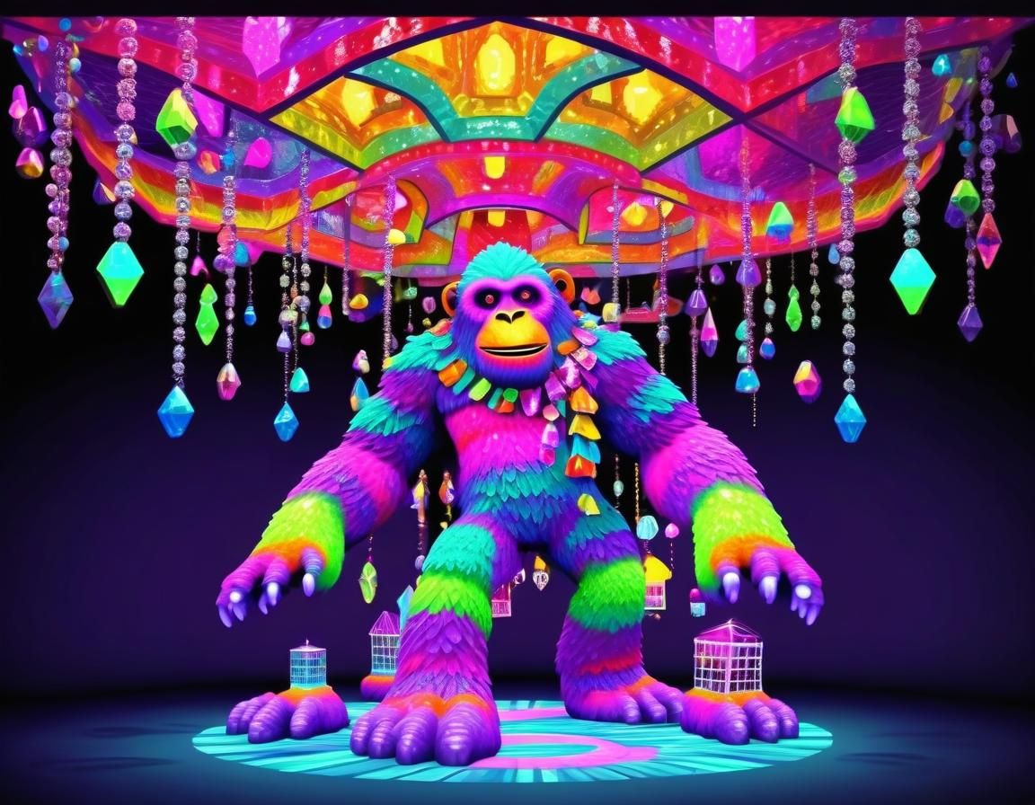 Sparkly Big Foot in Diamond Cave: Neon Technicolor