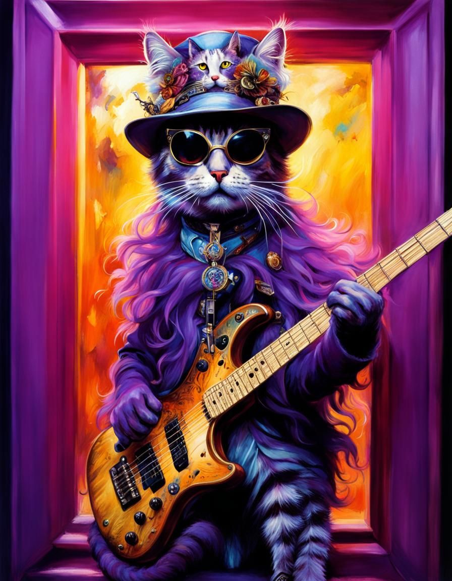 Cat, Keeper of the Funk: Detailed Colorful Art