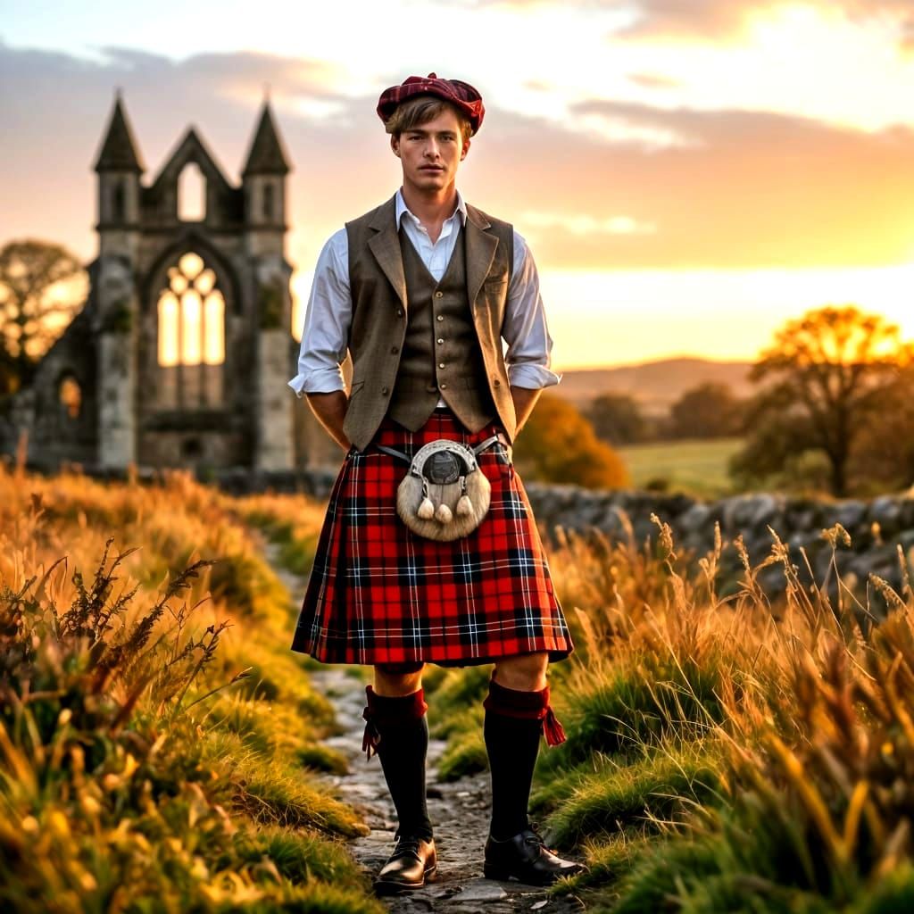 Scottish Roxburgh Tartan Kilt: Old Money Style