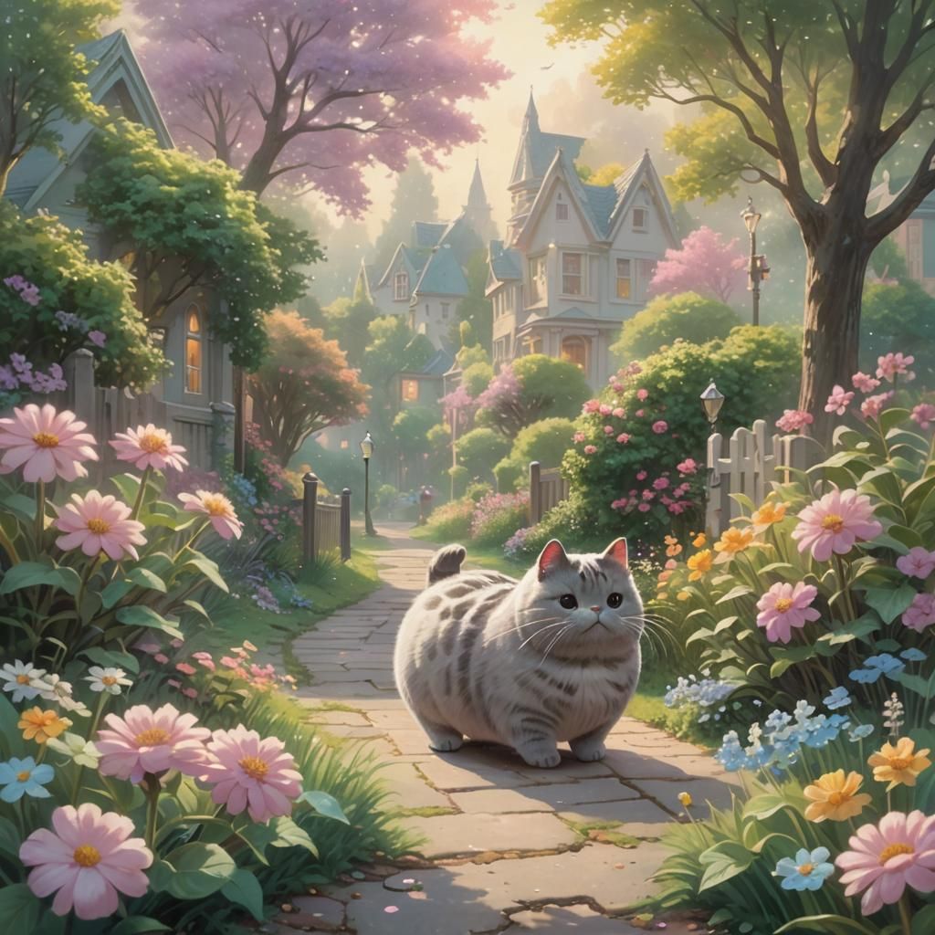 Pusheen in School Uniform: Ethereal Pastel Fantasy