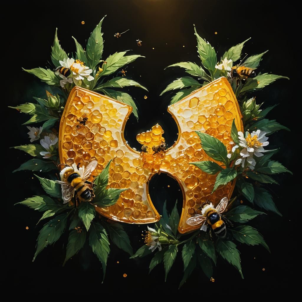 Impressionist Bees Gathering Honey in Sunlight