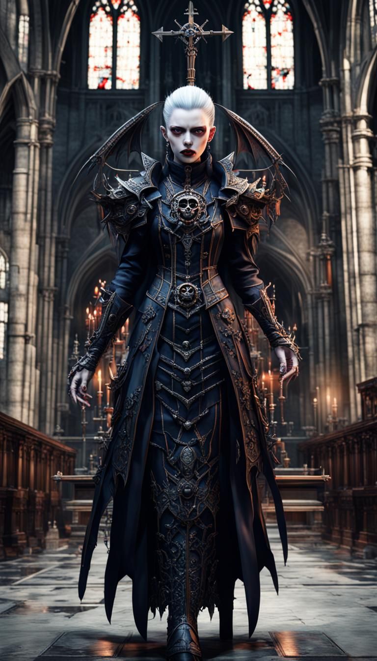 Cybernetic Gothic Vampiress in Anime Style