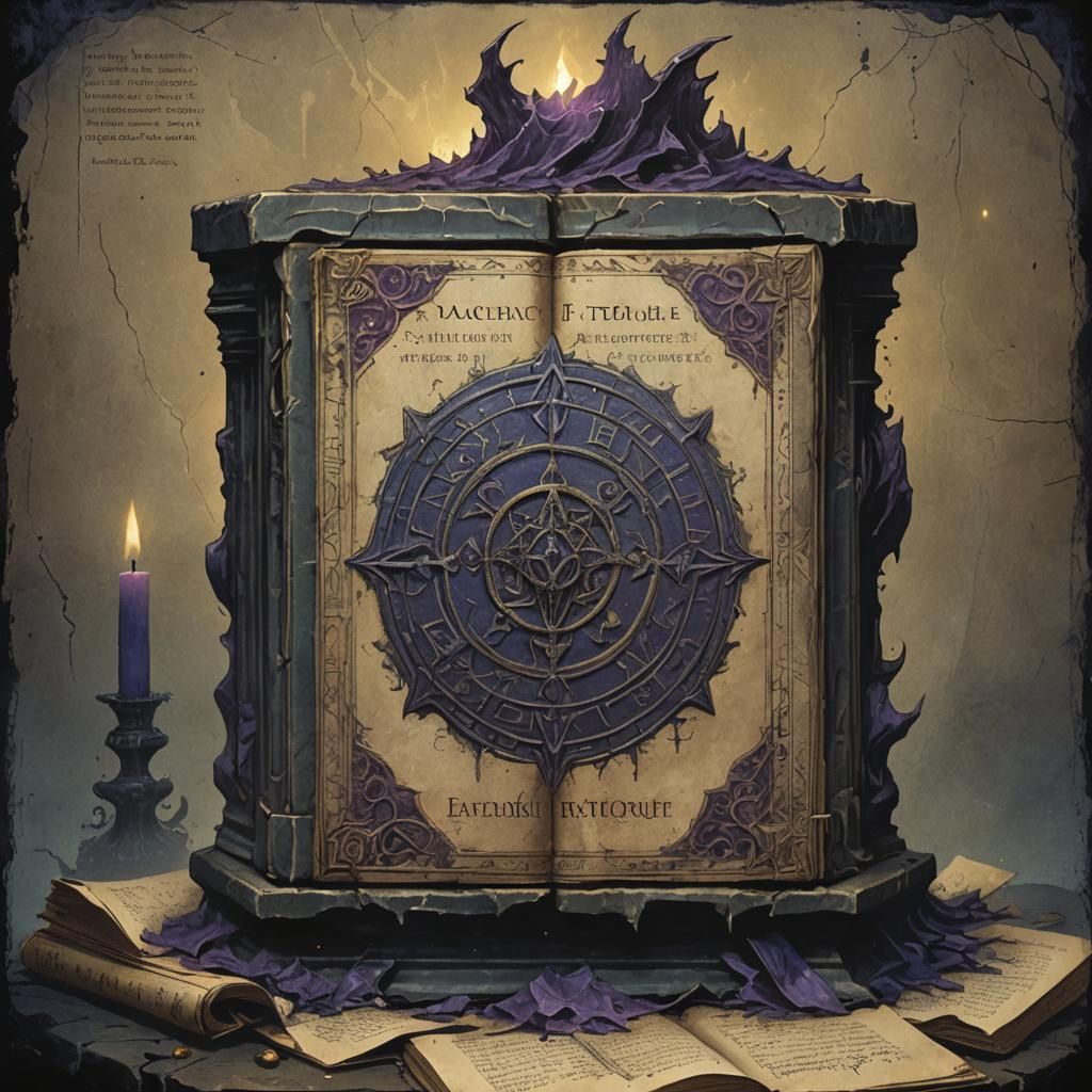 Distressed Tome with Cryptic Runes in Candlelight