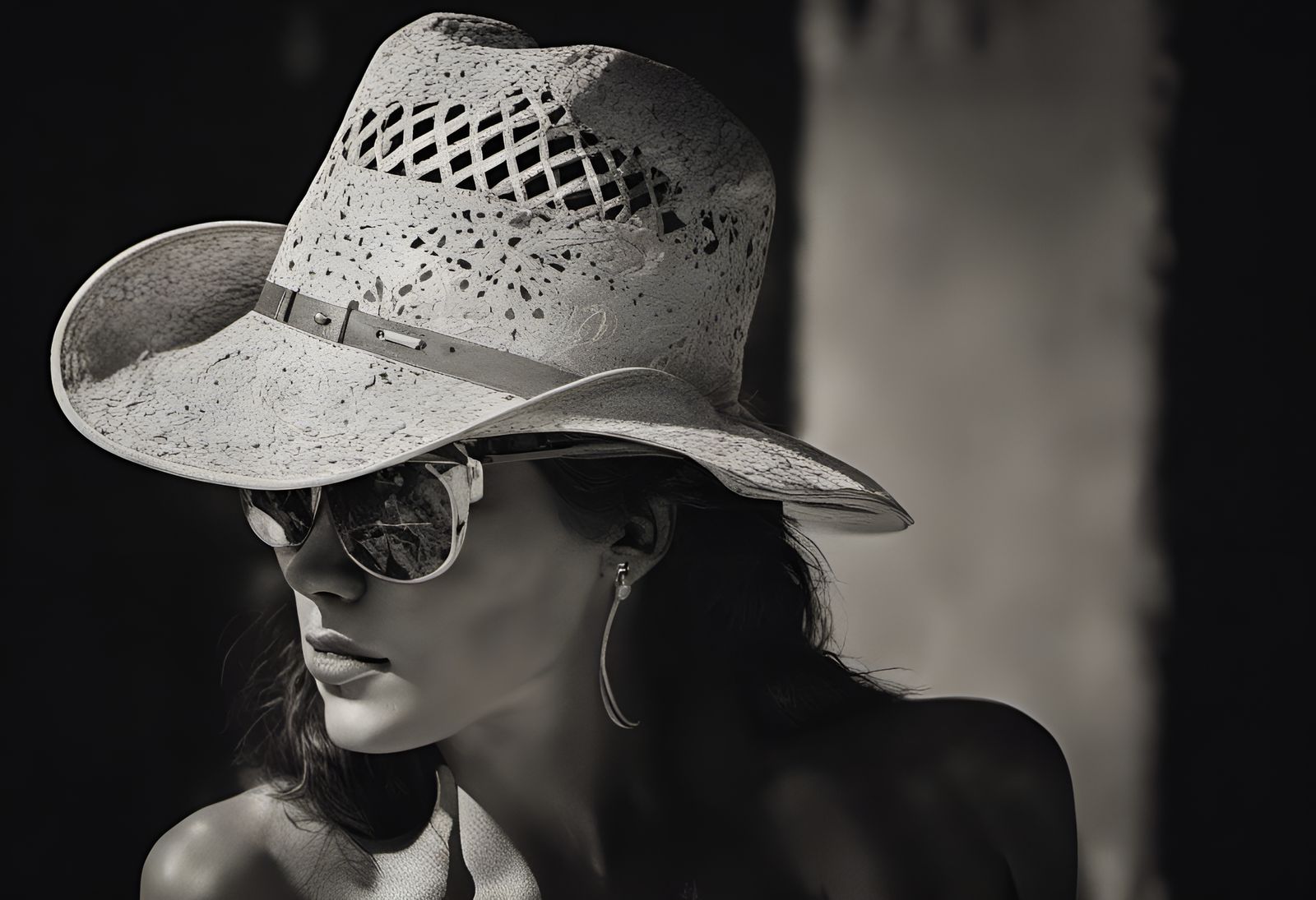 Beautiful Cowgirl Portrait in Digital Art Style